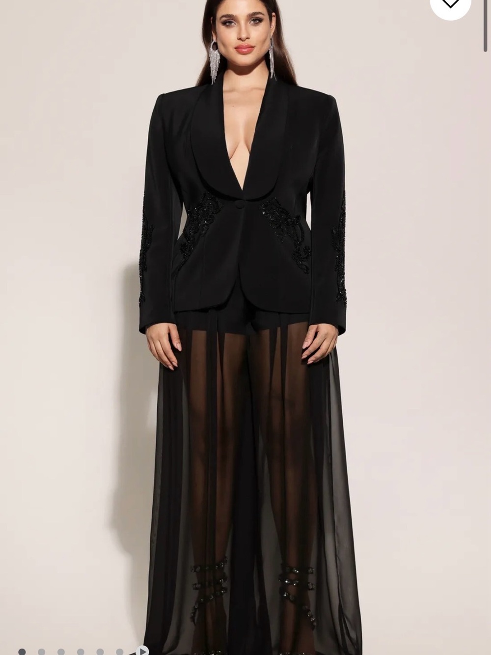 Demri Long Sleeves V-Neck Hollow Out Sequins Maxi Two Piece Set